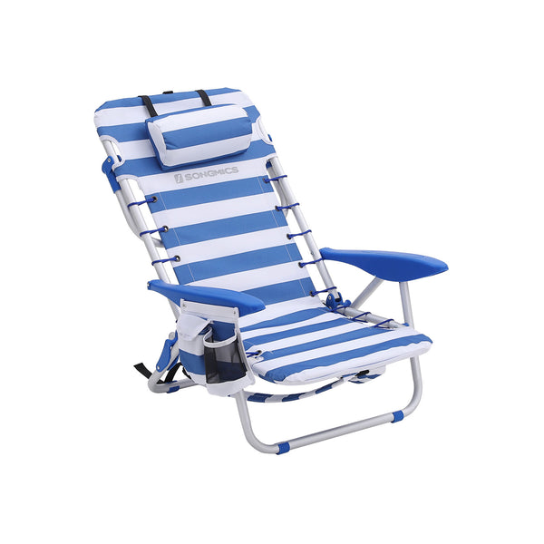 Chaise de plage bleu blanc