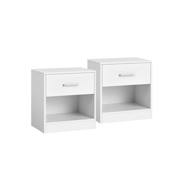 2 Tables de nuit beige naturel et blanc classique