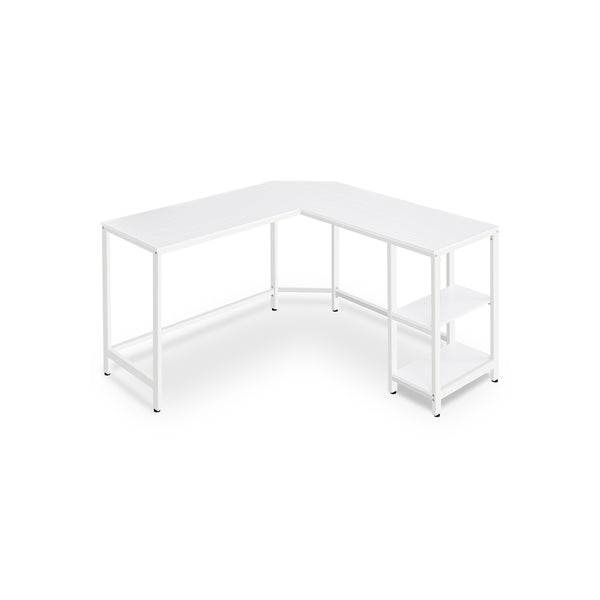 Bureau avec rangement en L blanc érable