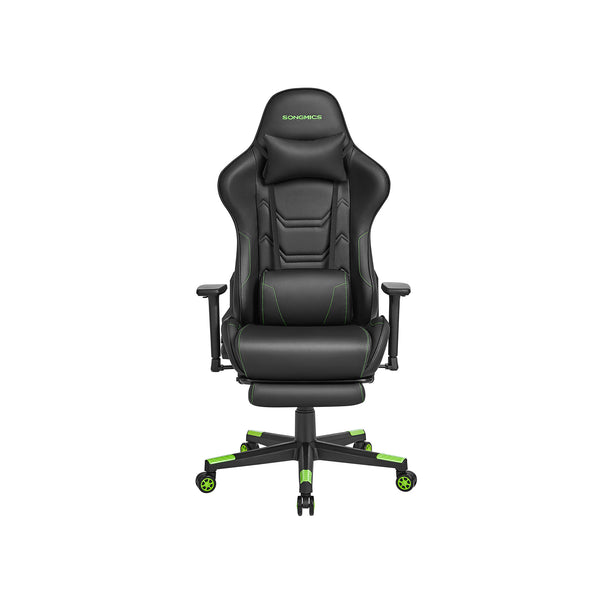 Fauteuil Gaming accoudoirs 3D noir et vert