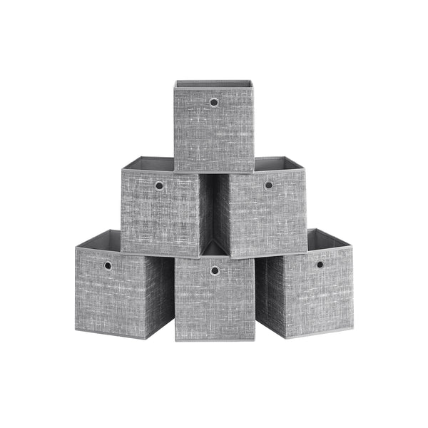 6 Boîtes de rangement pliables 26 x 26 x 28 cm gris